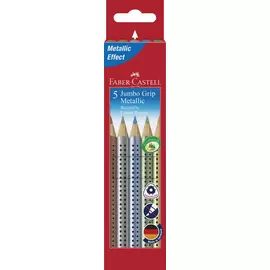 Набор карандашей цветных Faber-castell "Jumbo Grip" металлик, 5 цв в картоне