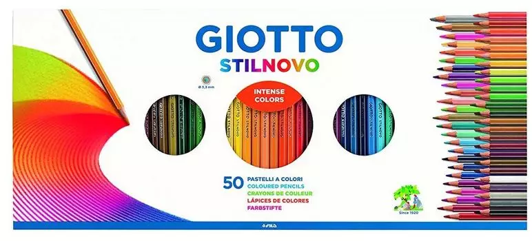 Набор карандашей цветных Fila Giotto "Stilnovo" 50 цв, точилка, в картонной коробке