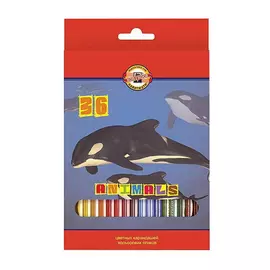 Набор карандашей цветных Koh-I-Noor "Животные" 36 цветов, картон