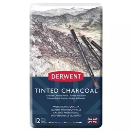 Набор карандашей угольных Derwent "Tinted Charcoal" 12 цв в метал кор