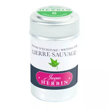 Набор картриджей для перьевой ручки Herbin, Lierre sauvage Зеленый, 6 шт