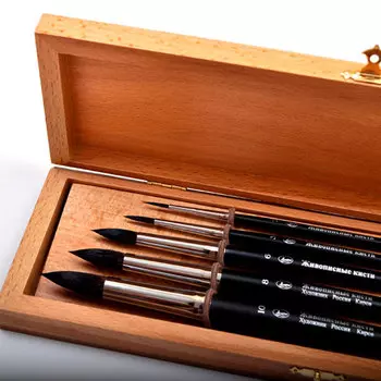 Набор кистей Белка Живописные кисти "№1" 5 шт в деревянной шкатулке