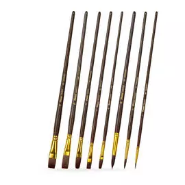 Набор кистей бордовая синтетика Pinax "CREATIVE" АССОРТИ 8 шт, длинная ручка