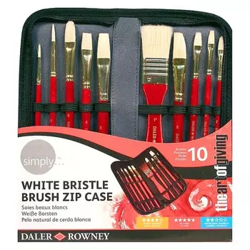 Набор кистей щетина Daler-Rowney "Simply" для масла в пенале 10 шт
