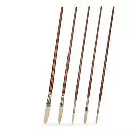 Набор кистей синтетика Pinax "Oil-PRO" овальные экстра-длинные 5 шт