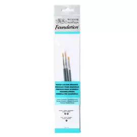 Набор кистей Синтетика Winsor&amp;Newton "Foundation" 3 шт короткая ручка