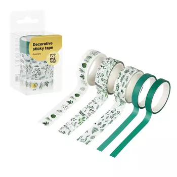 Набор клейких декоративных лент MESHU "Greenery", 5 шт