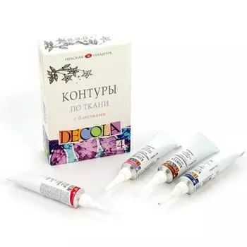 Набор контуров по ткани "Decola" 4 цв*18 мл с блестками