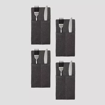 Набор конвертов для приборов KK/home графит 4 шт, 22х10см, 100%лён