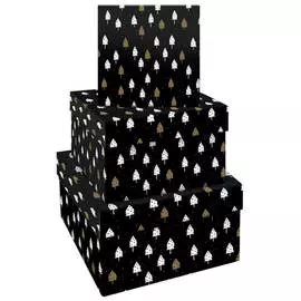 Набор квадратных коробок 3в1, MESHU "Christmas Night", (19,5*19,5*11-15,5*15,5*9см)