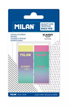 Набор ластиков Milan "320 Sunset" 2 шт, в блистере, 6,1 х 2,3 х 1,2 см
