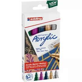 Набор маркеров акриловых Edding 5 шт, 2-3 мм металлик цвет: 904,910,933,924,923