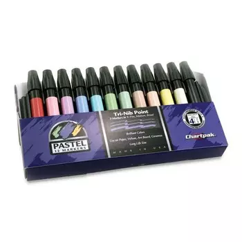 Набор маркеров Chartpak 12 шт. пастельные тона, plastic box