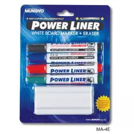 Набор маркеров для досок Mungyo 4 цвета с губкой для стирания в блистере