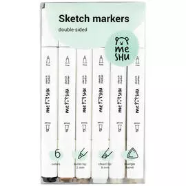 Набор маркеров для скетчинга MESHU 6 цв, теплые серые цвета