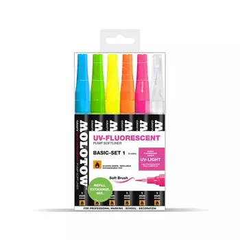 Набор маркеров Molotow "GRAFX UV-Fluorescent Basic-Set 1" 6 шт
