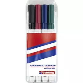 Набор маркеров перманентных Edding "400" 4 шт, 1 мм с круглым наконечником, в пластике