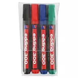 Набор маркеров перманентных Edding 4 шт, 1,5-3 мм (черный, красный, зеленый, синий)