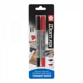 Набор маркеров Sakura "IDenti Pen" 2 шт, двусторонние 0,4-1 мм, Черный, красный, в блистере