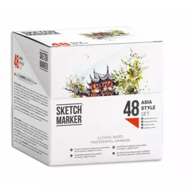 Набор маркеров Sketchmarker 48 Asia style - Азиатский стиль (48 маркеров в пластиковом кейсе)