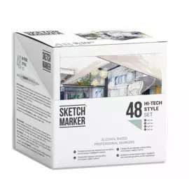 Набор маркеров Sketchmarker 48 Hi Tex Style - Хай тек (48 маркеров в пластиковом кейсе)