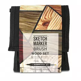Набор маркеров Sketchmarker Brush 12 Wood Set- Оттенки дерева (12 маркеров+сумка органайзер)