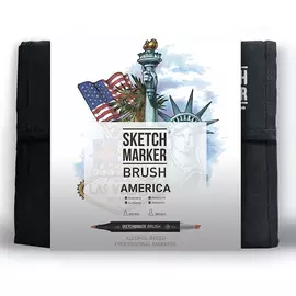 Набор маркеров Sketchmarker Brush 36 America Set- Америка (36 маркеров+сумка органайзер)
