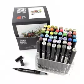 Набор маркеров Sketchmarker Brush 48 Asia style - Азиатский стиль (48 маркеров в пластиковом кейсе)