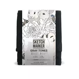 Набор маркеров Sketchmarker Gray set 12 Серые тона (12 маркеров + сумка органайзер)