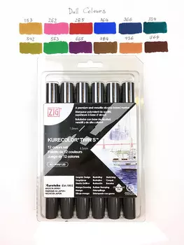 Набор маркеров ZIG Twin 12 шт Монотонные тона