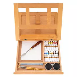 Набор масла "Сонет" 12 цв*10 мл с аксессуарами в буковом этюднике