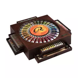 Набор масляных красок Talens "Rembrandt" 120 цветов, кисти, деревянный короб