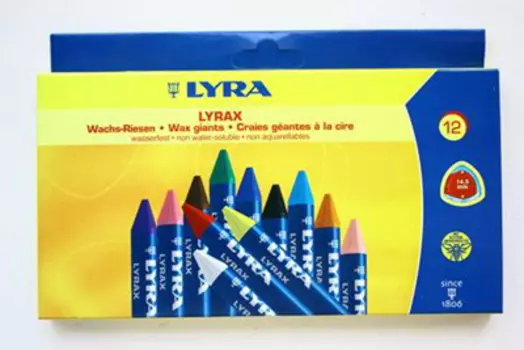 Набор мелков восковых акварельных Lyra "Wax-Giants" 12 цв в карт