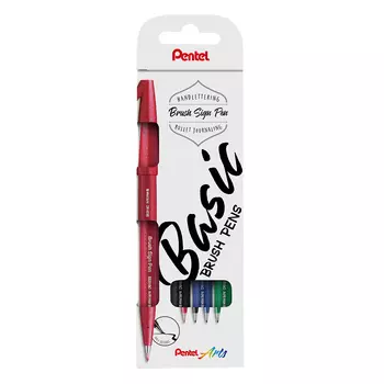 Набор Pentel "Brush Pen" 4 цвета от 0.2 мм 4 цв. кисть, в картоне