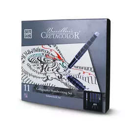 Набор перьев для каллиграфии CRETACOLOR (1 ручка для калиграфиии, 3 сменных пера, 6 картр. с тушью,