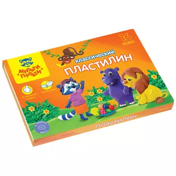 Набор пластилина Мульти-Пульти "Приключения Енота", 16 цветов, 320г, со стеком, картон