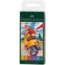 Набор ручек капиллярных Faber-Castell "Pitt Artist Pen Brush Colour wheel" 6 шт., пластик. уп., евро