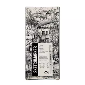 Набор ручек капиллярных SKETCHMARKER 6шт (0.05, 0.1, 0.2, 0.3, 0.4, 0.5мм) NEW