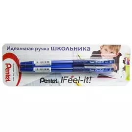 Набор ручек шариковых Pentel Feel it!, 2 шт 0,5 мм, метал. наконеч, 3-х гранная зона захвата, синие