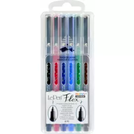 Набор ручка для леттеринга и каллиграфии Marvy с наконечником кисть 6 шт