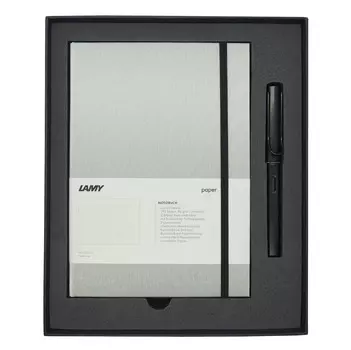 Набор ручка перьевая LAMY Al-star, Черный+Записная книжка, твердый переплет, А5, черный