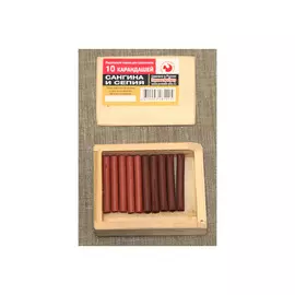 Набор сангина + сепия "Подольск Арт-Центр" в дереве 10 шт "Ассорти"