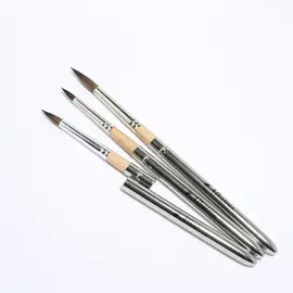 Набор складных кистей "Альбатрос", круглые 3 шт. Куница №6, соболь №5, синтетика №3.