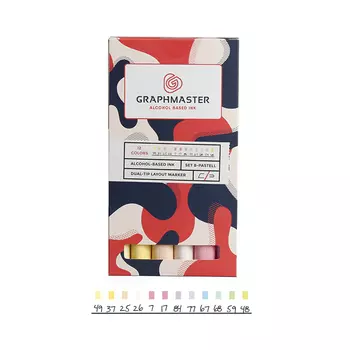 Набор спиртовых маркеров Graphmaster B 12 цветов пастельные тона
