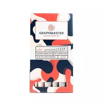 Набор спиртовых маркеров Graphmaster F 12 цветов теплые серые тона