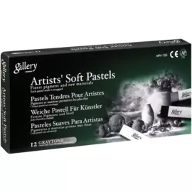 Набор сухой пастели Mungyo "Soft pastel" 12 шт., серые оттенки, мягкая, квадратная, в картонной коробке