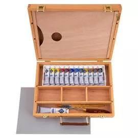 Набор темперы "Мастер Класс" 12 цв*18 мл с аксессуарами в буковом ящике художника