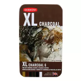 Набор угля Derwent Charcoal XL 6 цв 20*20*60 мм в метал кор