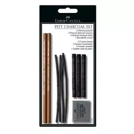 Набор угля Faber-castell (2 в карандаше,3 прессованных, 4 натуральных) + ластик-клячка