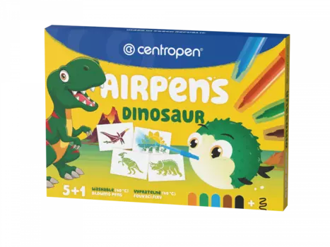 Набор воздушных фломастеров Centropen "AirPens Dinosaur" 8 цв+1черн+8 трафаретов+10 л А4 цв